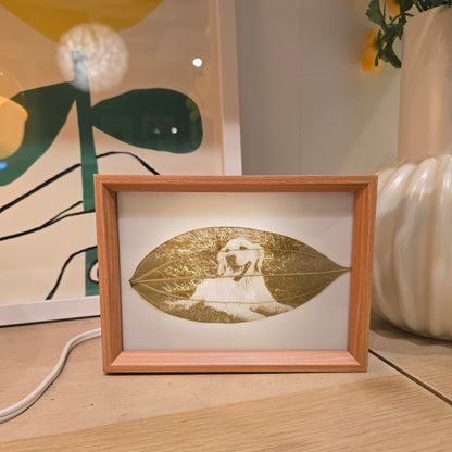 Custom Photo Real Leaf Engraving + 3-Color LED Frame + Personalized Video Keepsake